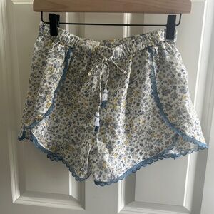 EUC Rachel Ashwell size S floral and blue lace pajama shorts. So feminine!
